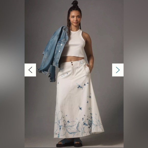NWT Pilcro Anthropologie White Midi Denim skirt Easter - Picture 5 of 6